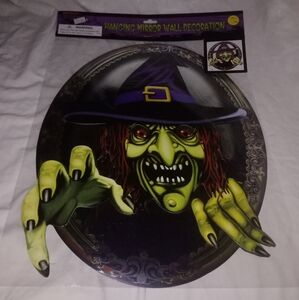NOS Halloween Witch Hanging Mirror Wall Decoration  14 3/4" x 11 3/8" New